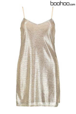 Boohoo Foil Metallic Swing Dress